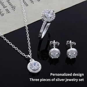 Zircon Crystal Three-Piece Jewelry Set