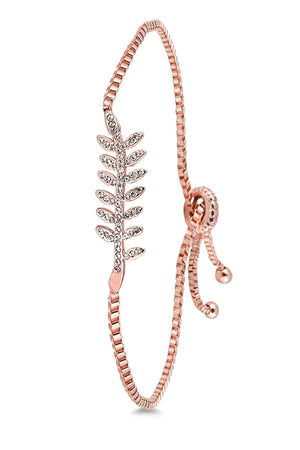 Adjustable Women's Leaf Bracelet with Zircon Cubic Zirconia