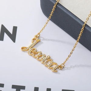 Zircon Name Necklace Crystal Letters Pendant Personalized Choker