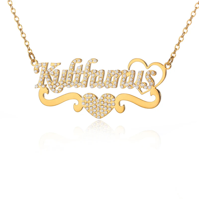 Zircon Name Necklace Personalized Stainless Steel Pendant
