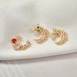 Zircon Double Hanging Moon Flower Pendant DIY Earring Bracelet Necklace Accessor