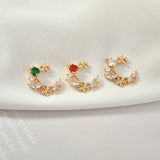 Zircon Double Hanging Moon Flower Pendant DIY Earring Bracelet Necklace Accessor