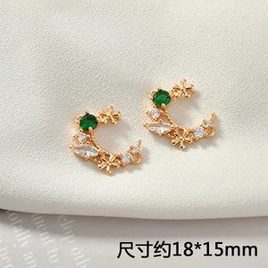 Zircon Double Hanging Moon Flower Pendant DIY Earring Bracelet Necklace Accessor