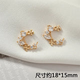 Zircon Double Hanging Moon Flower Pendant DIY Earring Bracelet Necklace Accessor