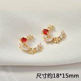 Zircon Double Hanging Moon Flower Pendant DIY Earring Bracelet Necklace Accessor