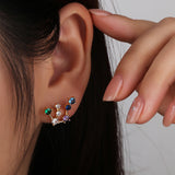 Zircon Ear Studs Round CZ S925 Silver Earrings Hypoallergenic Women