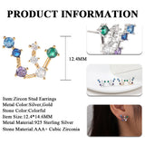 Zircon Ear Studs Round CZ S925 Silver Earrings Hypoallergenic Women
