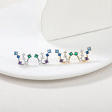 Zircon Ear Studs Round CZ S925 Silver Earrings Hypoallergenic Women