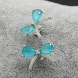 Zircon Earrings 925 Sterling Silver Bowknot Stud Earrings CZ Jewelry