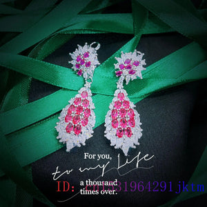Zircon Earrings Women's Jewelry Natural Gemstone Talismans 925 Silver Pink Gift