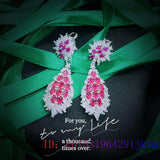 Zircon Earrings Women's Jewelry Natural Gemstone Talismans 925 Silver Pink Gift