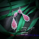 Zircon Earrings Women's Jewelry Natural Gemstone Talismans 925 Silver Pink Gift