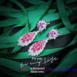 Zircon Earrings Women's Jewelry Natural Gemstone Talismans 925 Silver Pink Gift