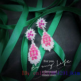 Zircon Earrings Women's Jewelry Natural Gemstone Talismans 925 Silver Pink Gift