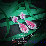 Zircon Earrings Women's Jewelry Natural Gemstone Talismans 925 Silver Pink Gift