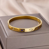 Zircon Evil Eye Bracelet Stainless Steel Plated Bangle