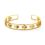 Zircon Evil Eye Open Cuff Bangle Bracelet Women Jewelry