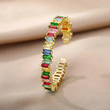 Zircon Evil Eye Open Cuff Bangle Bracelet Women Jewelry