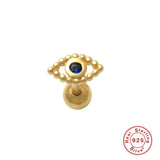Zircon Eyes Earrings 925 Sterling Silver Stud Ear Rings Mini Pendientes