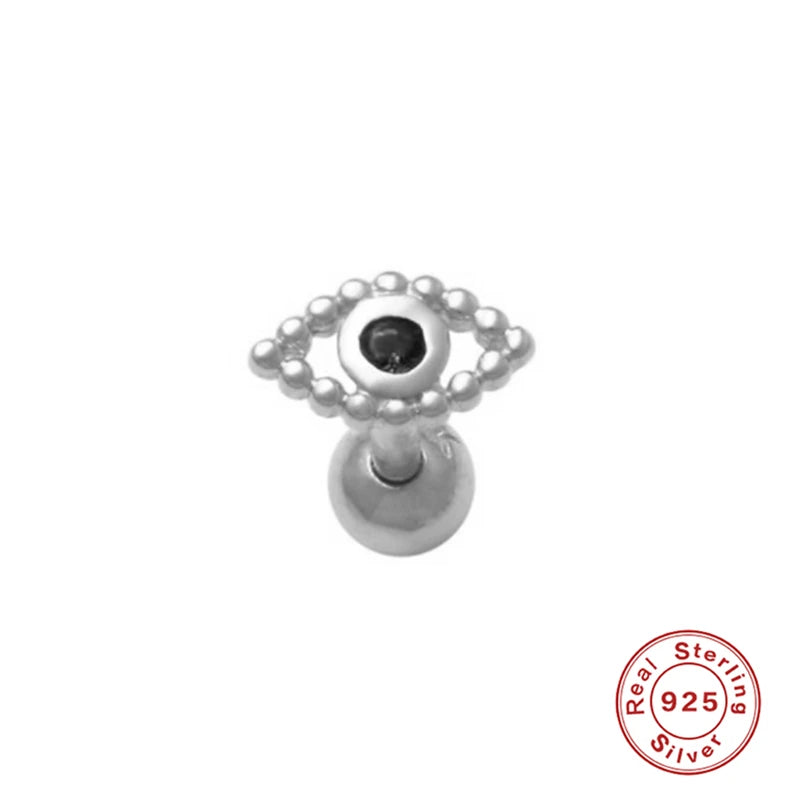 Zircon Eyes Earrings 925 Sterling Silver Stud Ear Rings Mini Pendientes