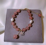 Zircon Flower Bracelet Strawberry Crystal Freshwater Pearl String Jewelry