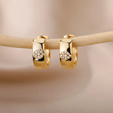 Zircon Geometric Hoop Earrings Stainless Steel Silver Cuff Piercing Jewelry