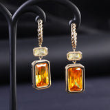 Geometric Gemstone Earrings S925 Sterling Silver Tassel