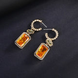 Geometric Gemstone Earrings S925 Sterling Silver Tassel