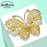 Zircon Butterfly Brooches Freshwater Pearl Accessorie