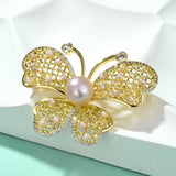 Zircon Butterfly Brooches Freshwater Pearl Accessorie