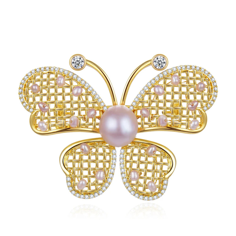 Zircon Butterfly Brooches Freshwater Pearl Accessorie