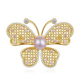 Zircon Butterfly Brooches Freshwater Pearl Accessorie