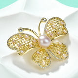 Zircon Butterfly Brooches Freshwater Pearl Accessorie