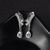 Zircon Green Copper Ear Clips Allergy Wedding Bridal Party Jewelry