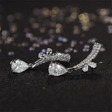 Zircon Green Copper Ear Clips Allergy Wedding Bridal Party Jewelry