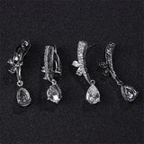 Zircon Green Copper Ear Clips Allergy Wedding Bridal Party Jewelry