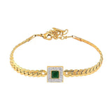 Zircon Green Square Charm Bracelet Stainless Steel Wrist Jewelry