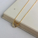 Zircon Heart Pendant 925 Sterling Silver Necklace for Women