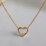 Zircon Heart Pendant 925 Sterling Silver Necklace for Women
