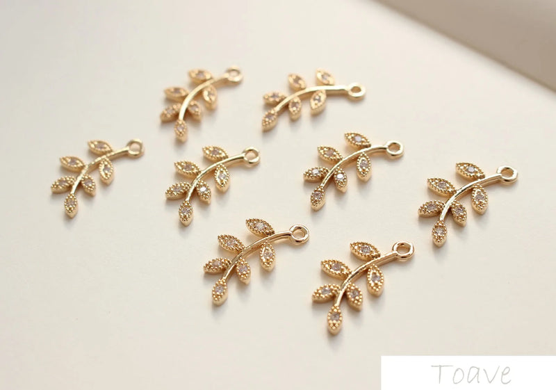 Zircon Leaf Pendant DIY Ear Stud Accessories