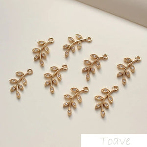 Zircon Leaf Pendant DIY Ear Stud Accessories