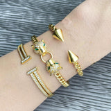 Zircon Leopard Head Bracelets Stainless Steel Twist Buckle Nail Bracelet