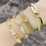 Zircon Leopard Head Bracelets Stainless Steel Twist Buckle Nail Bracelet