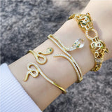 Zircon Leopard Head Bracelets Stainless Steel Twist Buckle Nail Bracelet