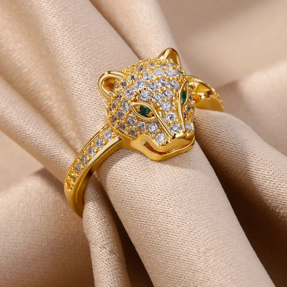 Leopard Head Ring Plated Stainless Steel Vintage Jewelry