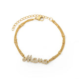 Zircon Letter Mama Bracelet Stainless Steel Double Bead Family Love Gift