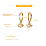 Zircon Lightning Earrings S925 Sterling Silver Piercing Hoops