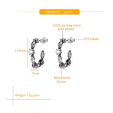 Zircon Lightning Earrings S925 Sterling Silver Piercing Hoops
