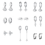 Zircon Lightning Earrings S925 Sterling Silver Piercing Hoops