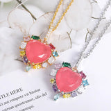 Zircon Love Heart Pendants Necklace For Women Lucky Charm